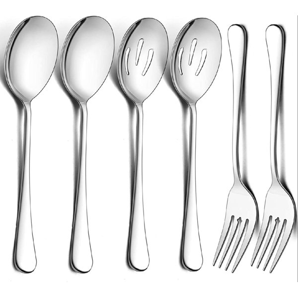 Red Barrel Studio® Large Serving Spoons And Forks Set Of 12, Stainless